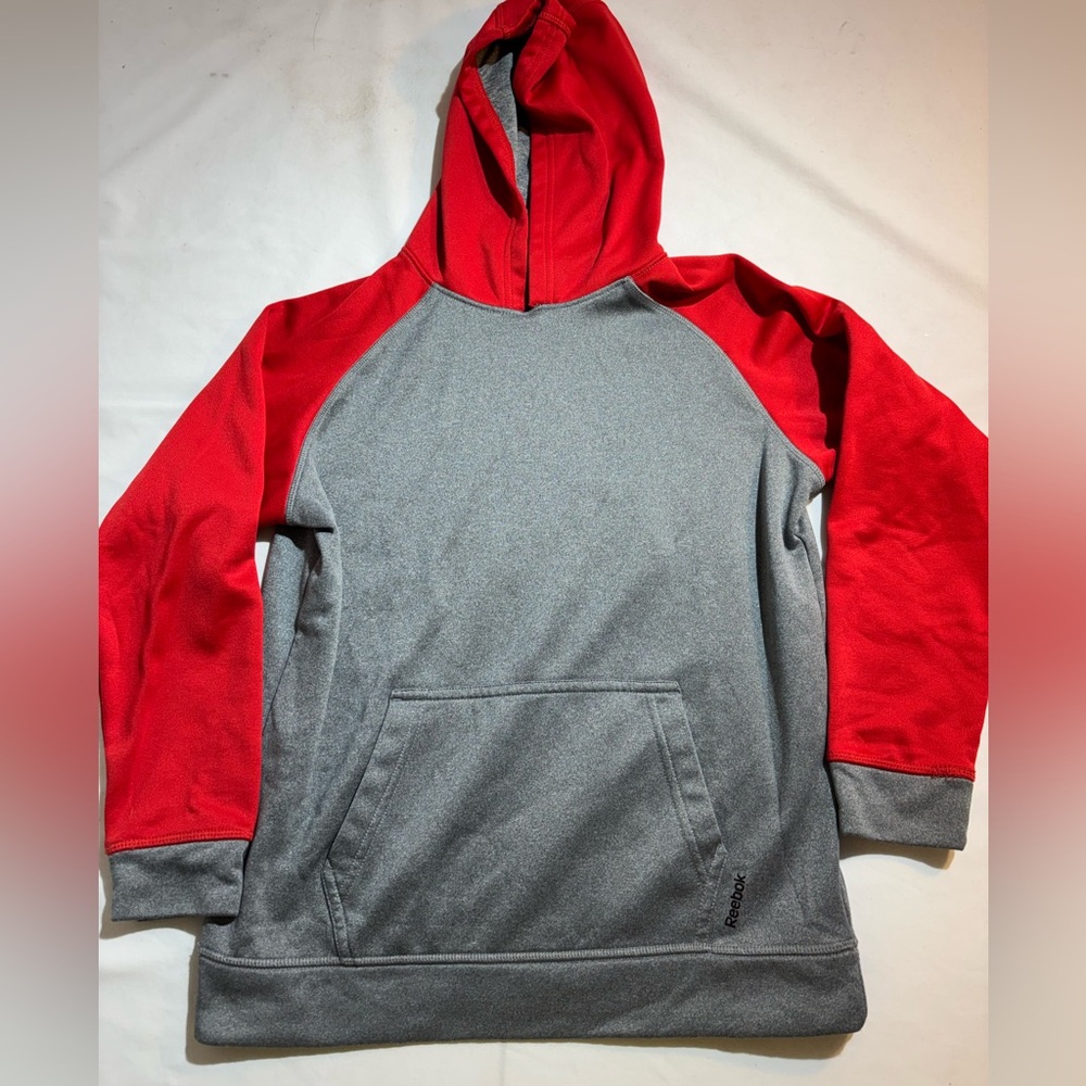 Reebok Kids' Red & Gray Hooded Pullover Sweatshirt Sz M
